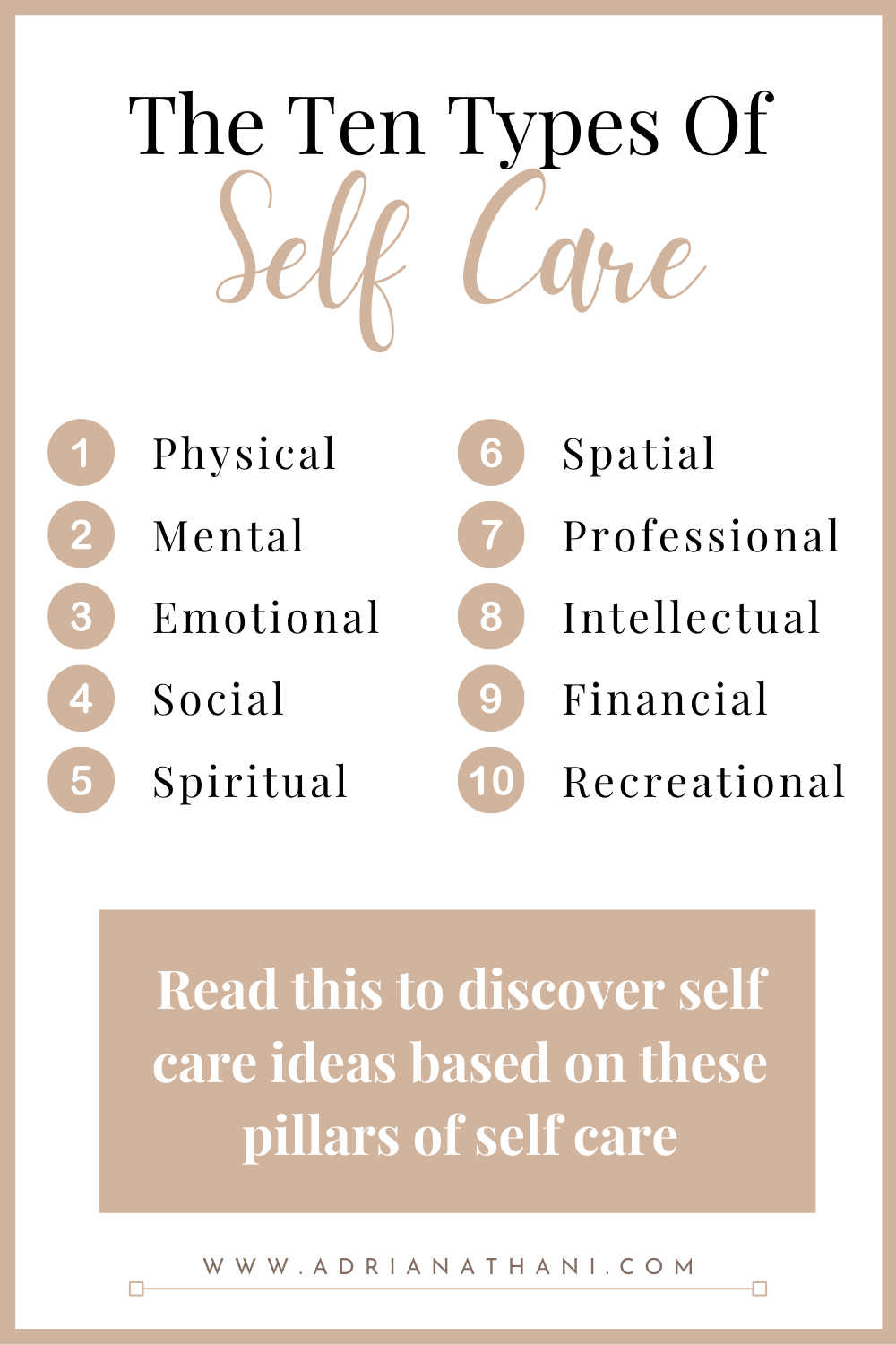 10 Types Of Self-Care & How To Practice Them - Adriana Thani